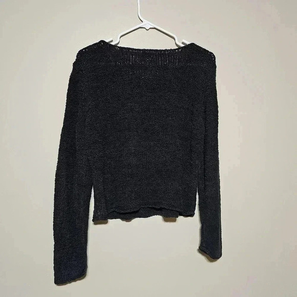 J. Jill Long Sleeve sweater Women's Medium Petite MP Black Knit Lines Blend - Picture 2 of 6